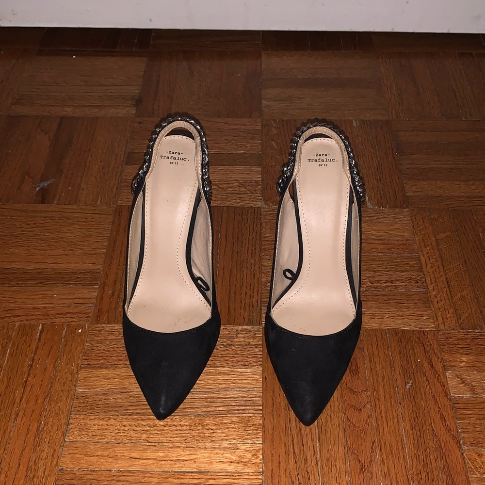 Black and Silver Suede Pump